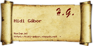 Hidi Gábor névjegykártya